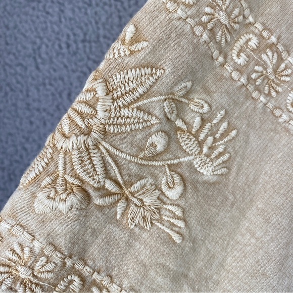 Solitaire Boho Open Front Beige Embroidered Kimono Cardigan Sz S - Picture 5 of 11